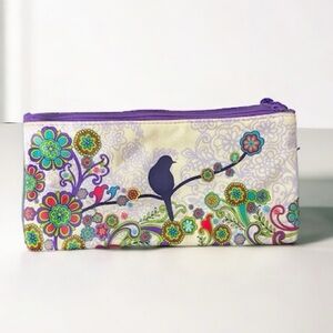 * Floral Bird Cloth Pencil Pouch Accessories Makeup Bag